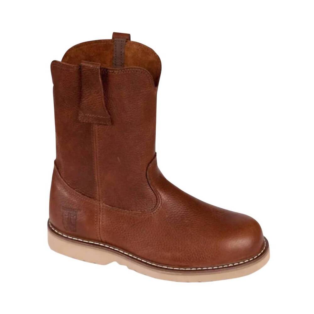 NEW RHINO men's pull on wellington roper work boots in brown